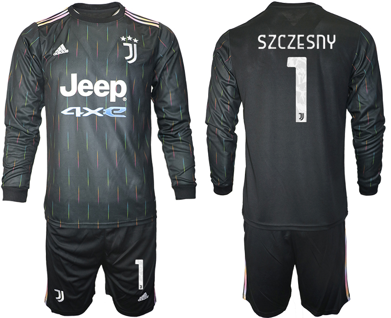 Men 2021-2022 Club Juventus away black Long Sleeve #1 Soccer Jersey->juventus jersey->Soccer Club Jersey